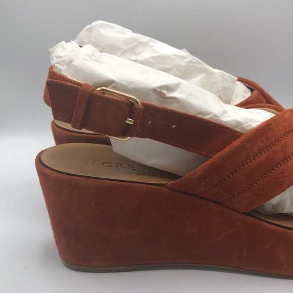 **POPULAR** J CREW DARK COGNAC MARCIE SUEDE WEDGE - Picture 15 of 16